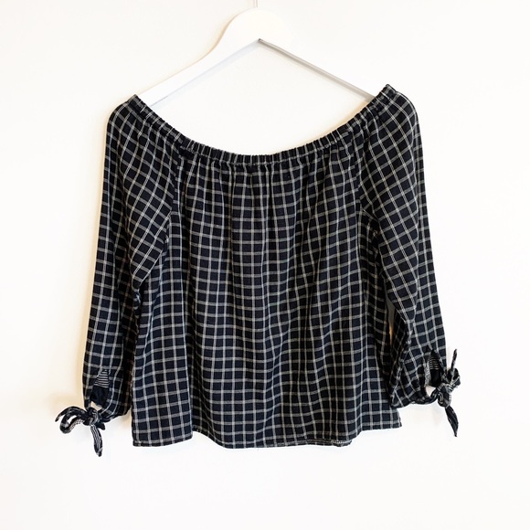BOGO! Madewell Off Shoulder Plaid Top - Picture 7 of 8